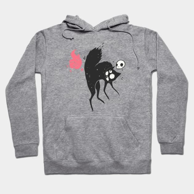 Funny Creepy Cute Goth Black Cat with Skull And Ghost Hoodie by cellsdividing